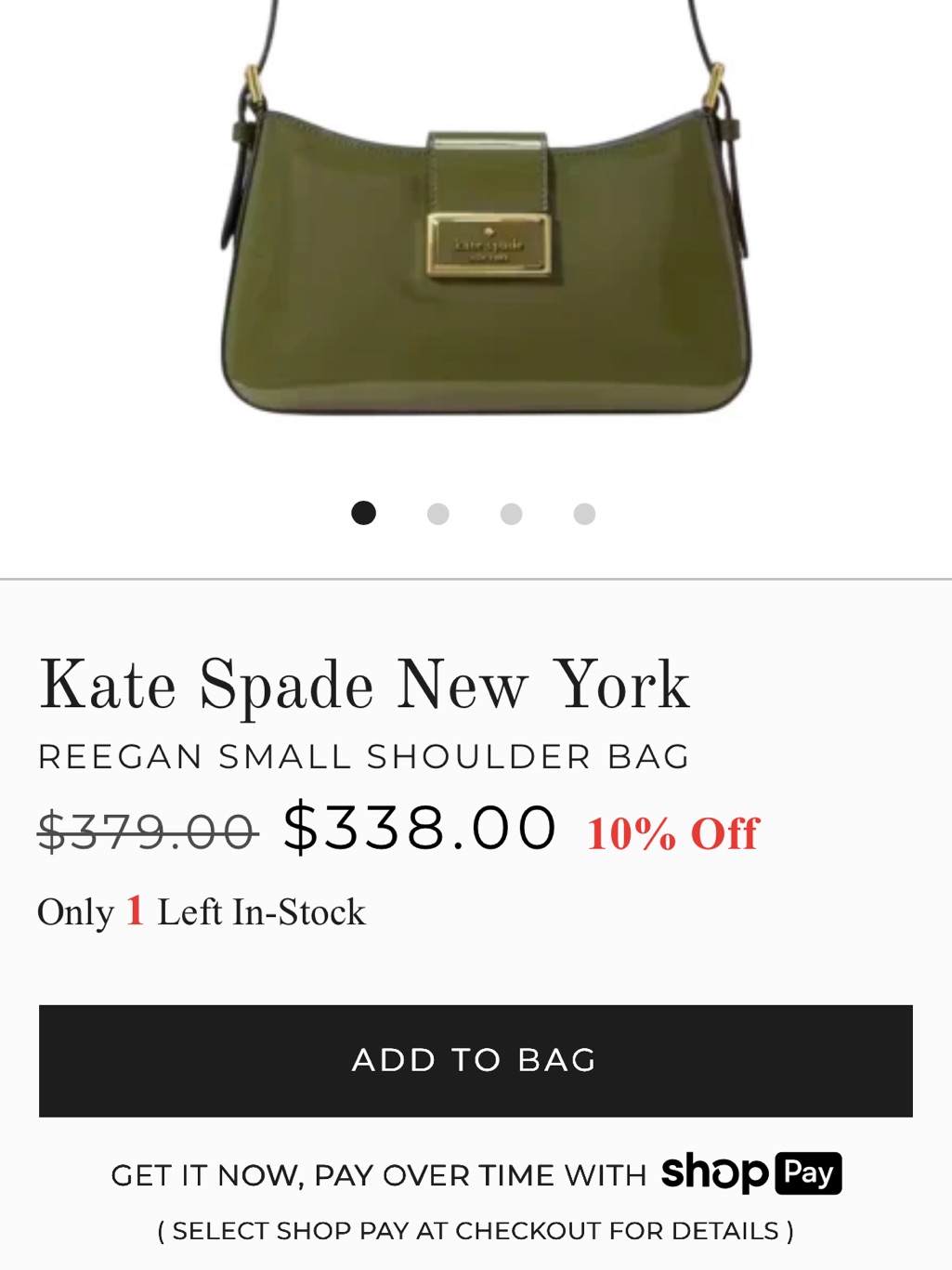 Kate Spade Patent Reegan Small Shoulder Bag Olive